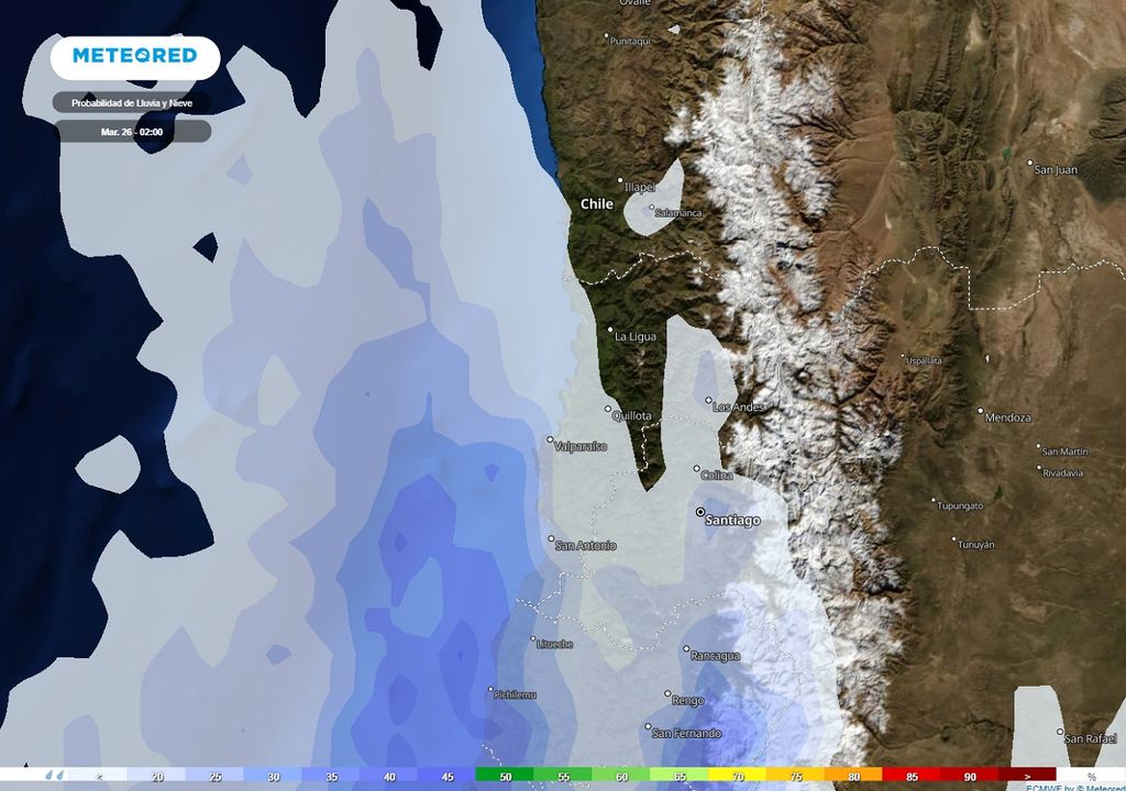 Probabilidad de precipitaciones; modelo ECMWF