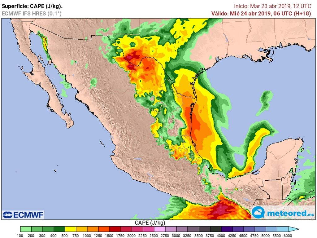 Probabilidad de tormentas severas para el norte de México