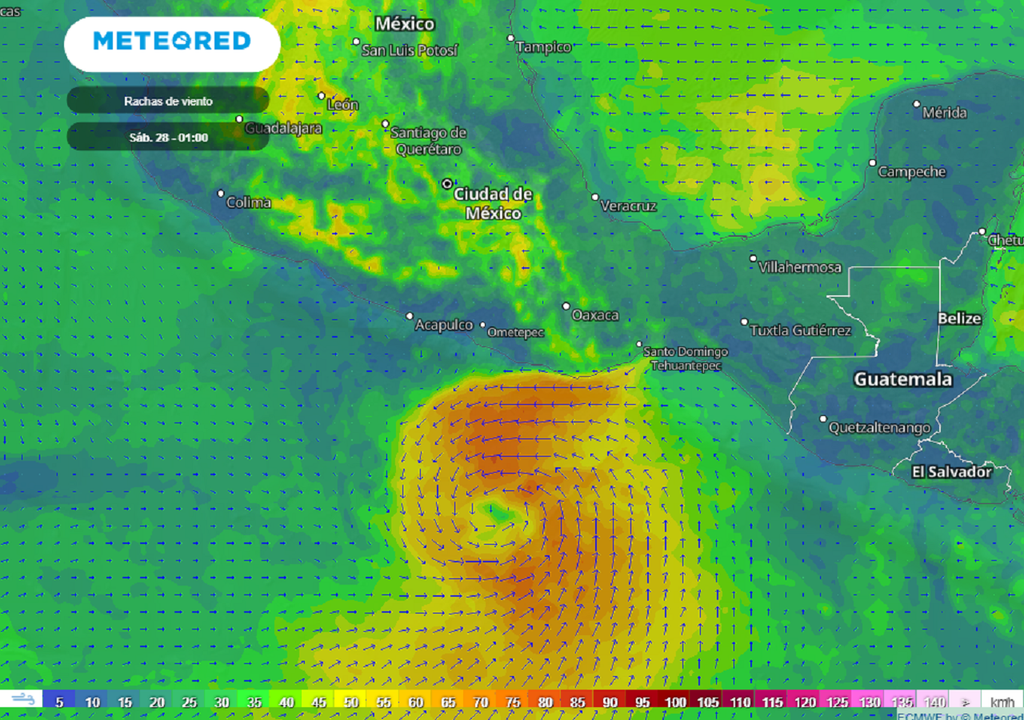 Simulación de rachas de viento, modelo ECMWF Simulación de rachas de viento, modelo ECMWF