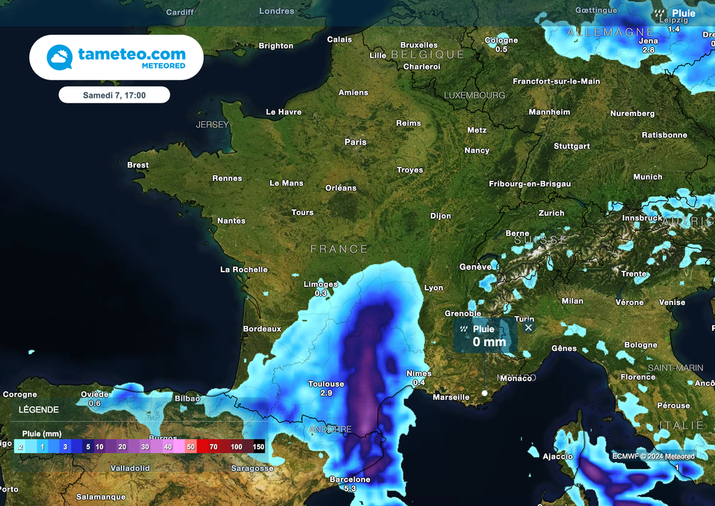 Des pluies localement soutenues à nouveau attendues samedi dans le sud du pays.