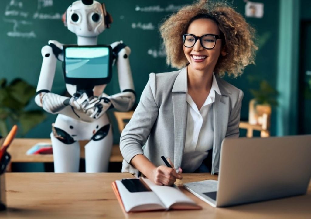 Professor humano versus professor robô em sala de aula