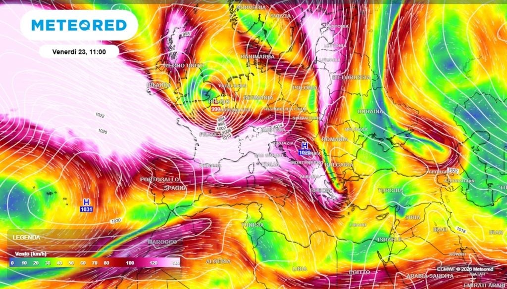 La corrente a getto nei prossimi giorni diventerà tesa fin verso il cuore del Mar Mediterraneo e sull'Italia, guidando il peggioramento. ECMWF-MeteoRed
