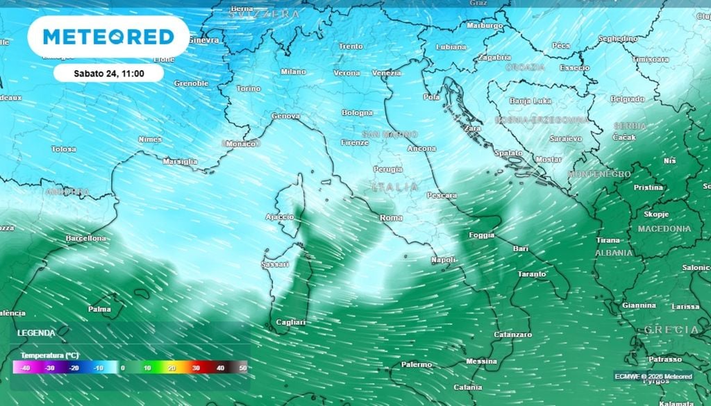 L'aria fredda nordatalntica produrrà un graduale calo termico a partire da mercoledì, più consistente nel fine settimana, quando si potrebbe scendere anche su valori sotto media. ECMWF-MeteoRed