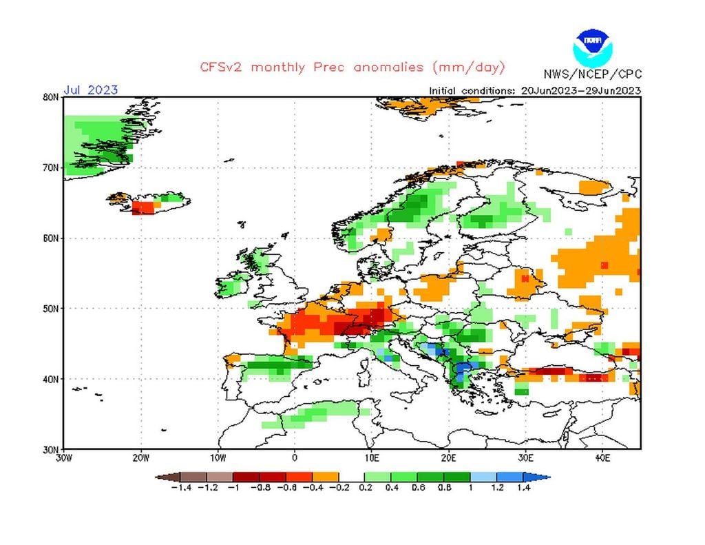 noaa, regen, juli, prognose