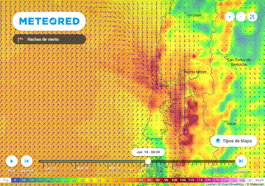 viento máximo; ráfagas; pronóstico
