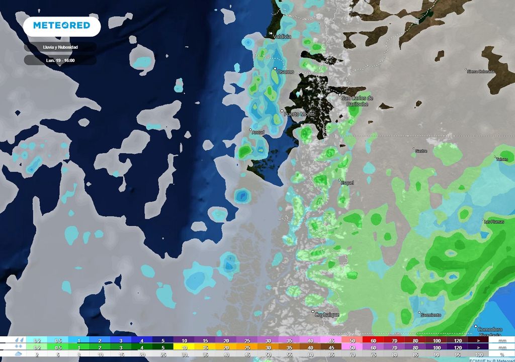 Precipitación prevista; modelo ECMWF