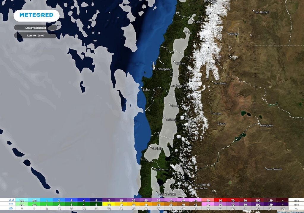 Nubosidad prevista; modelo ECMWF