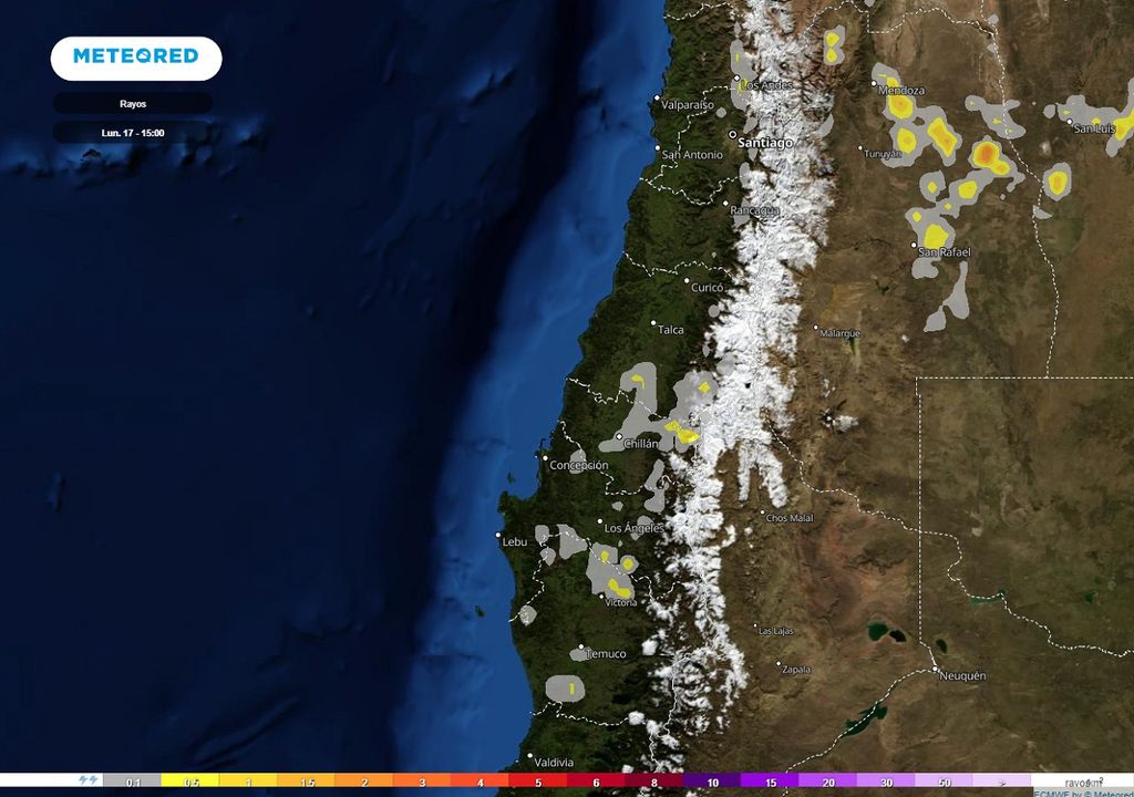 Rayos previstos; modelo ECMWF Rayos previstos; modelo ECMWF
