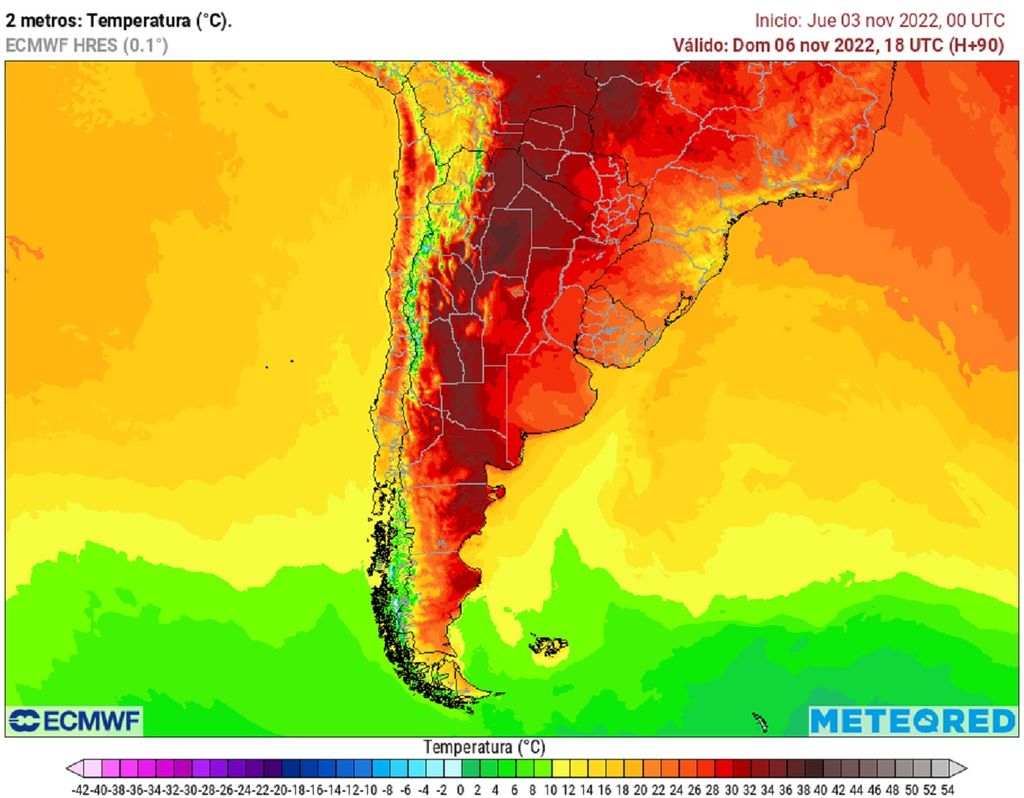 Temperatura prevista; modelo ECMWF Temperatura prevista; modelo ECMWF