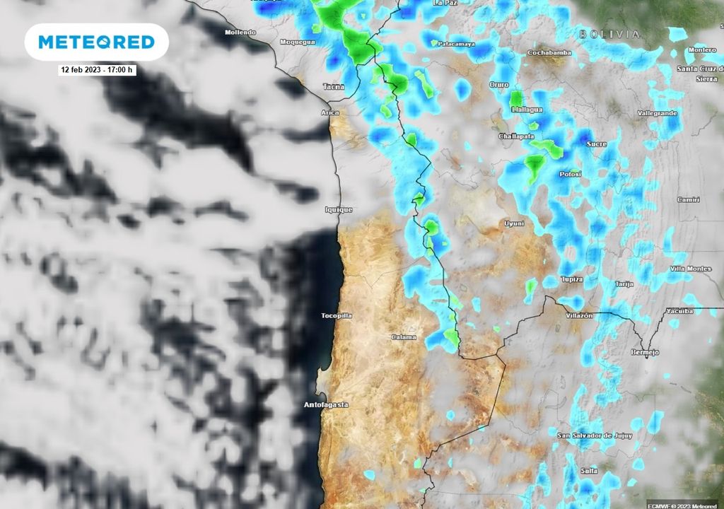 Precipitación y nubes previstas; modelo ECMWF Precipitación y nubes previstas; modelo ECMWF