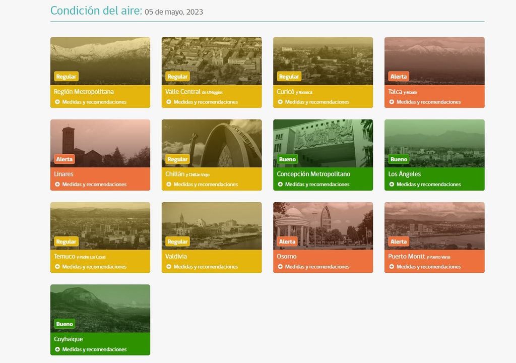 pronóstico oficial calidad del aire Chile; Ministerio Medio Ambiente