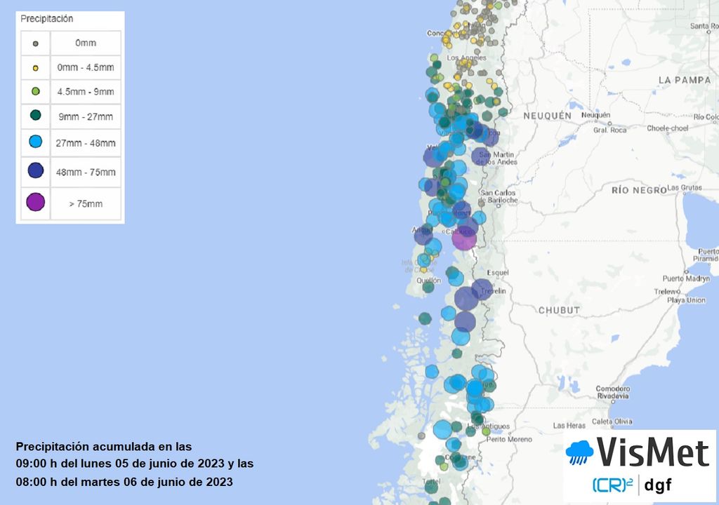 Precipitaciones acumuladas en el sur de Chile Precipitaciones acumuladas en el sur de Chile