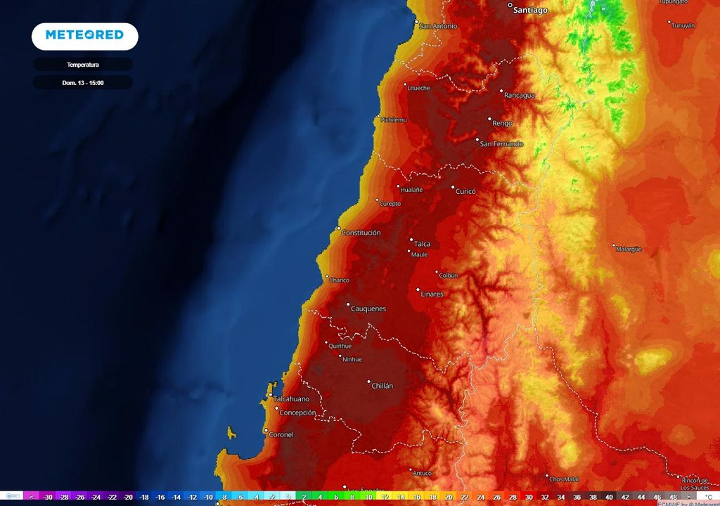 Temperaturas previstas; modelo ECMWF