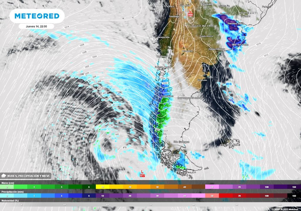 Sistema frontal previsto para la zona austral y sur de Chile Sistema frontal previsto para la zona austral y sur de Chile