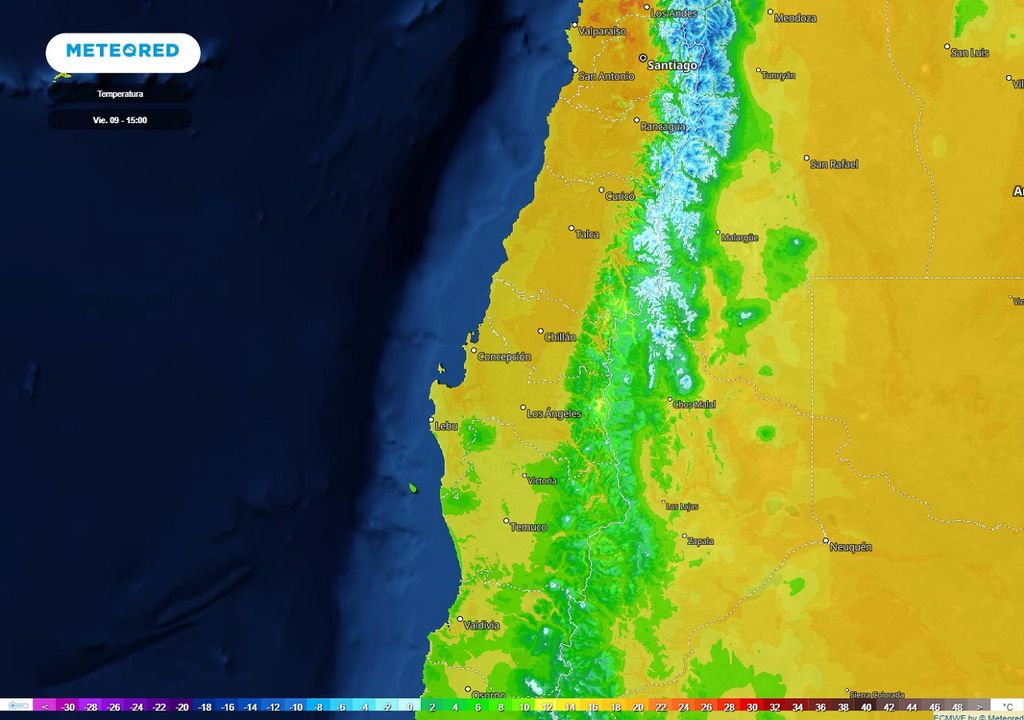 Temperatura prevista; modelo ECMWF