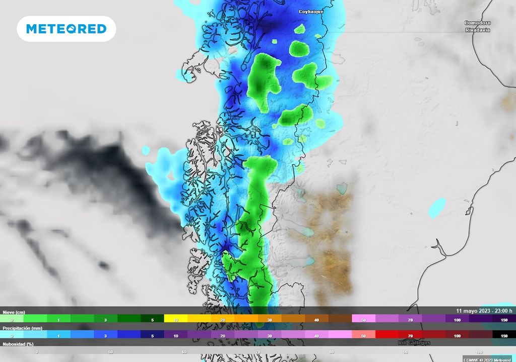 nubes y precipitación previstas; modelo ECMWF nubes y precipitación previstas; modelo ECMWF