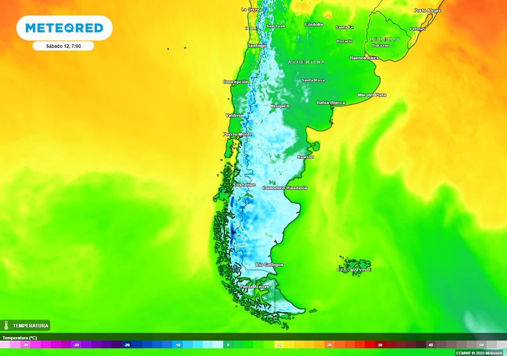 Temperaturas mínimas previstas para la mañana del sábado a lo largo de Chile