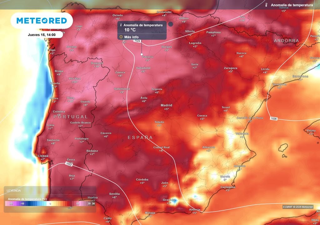 Las temperaturas estarán alrededor de 10 ºC por encima de la media habitual de la época.