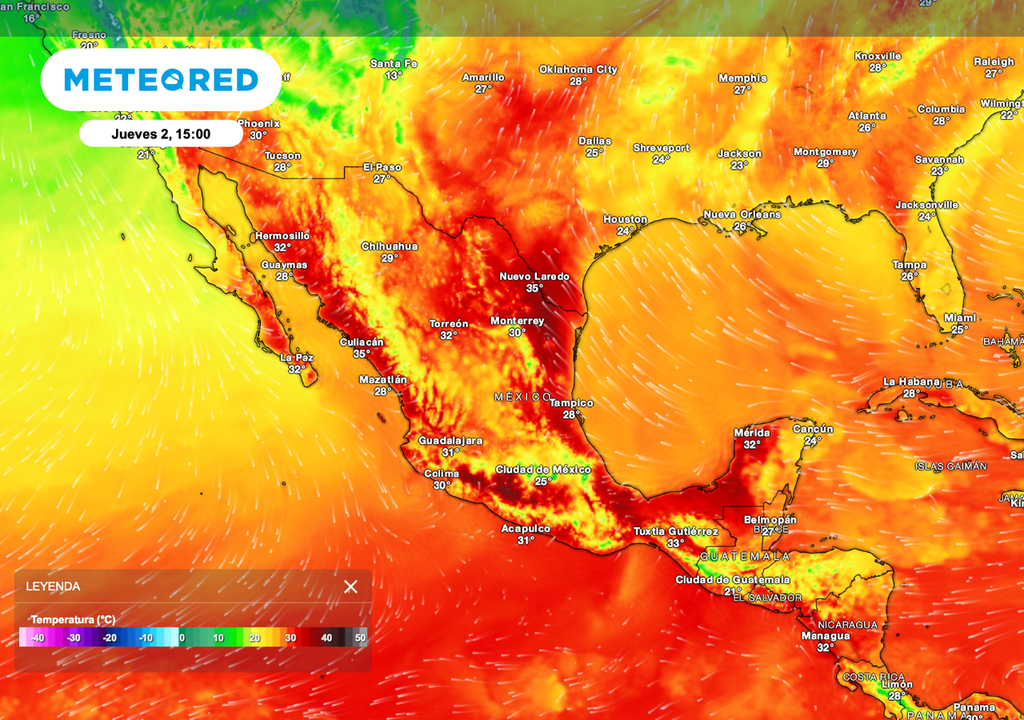 Temperaturas de 35 a 40 °C en Norte y Occidente elevan la evaporación, incrementando el estrés hídrico en cultivos y ganado en campo abierto.