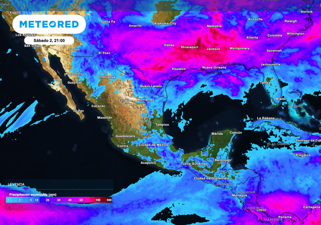 Acumulados importantes se concentran al Golfo y Sureste, ayudando a la recarga de humedad, pero con riesgo de saturación en caña, cítricos y pastizales.