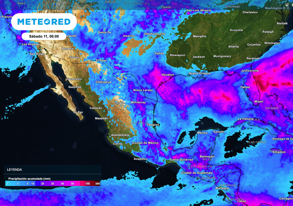 Acumulados de 25 a 75 mm en Golfo y Sureste favorecen humedad, pero también riesgo de encharcamientos y enfermedades en cultivos.