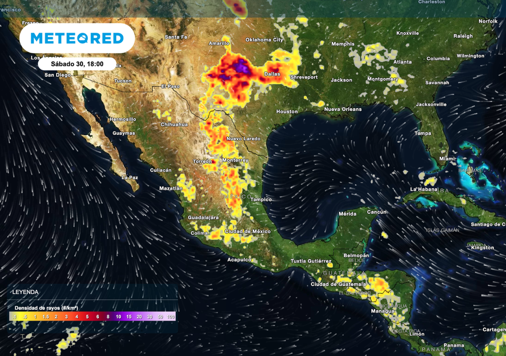 En zonas agrícolas del país, podrían formarse tormentas vespertinas con rapidez, acompañadas de actividad eléctrica, granizo y fuertes vientos.