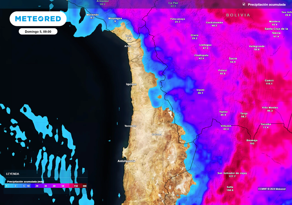 Mapa de precipitación acumulada. Mapa de precipitación acumulada.
