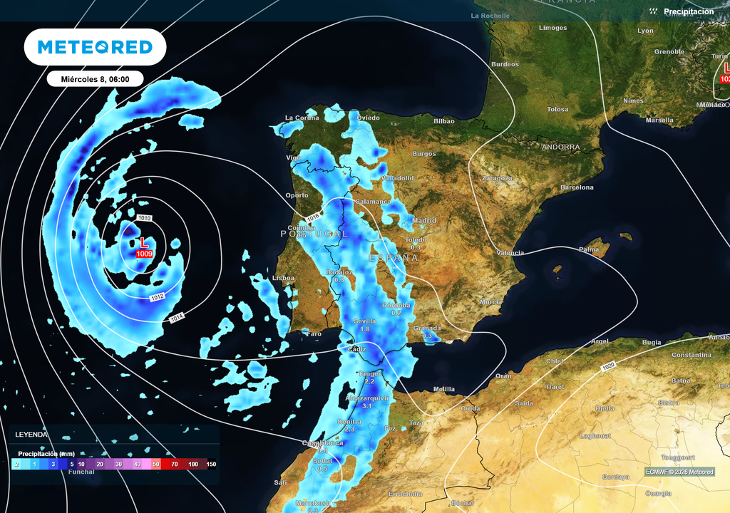 Las primeras precipitaciones llegarán a la Península en la madrugada del miércoles.