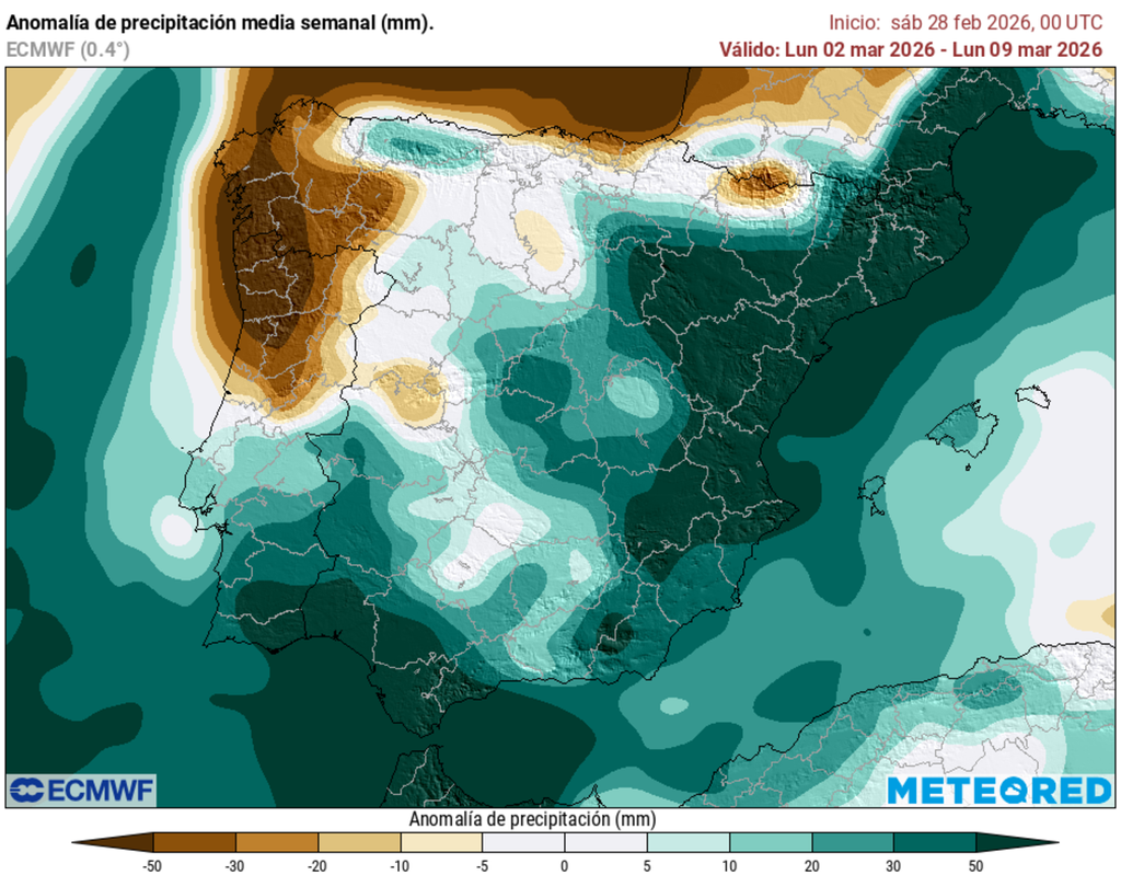 Tenemos por delante una semana en las que las precipitaciones se situarán bastante por encima de los valores medios en el extremo sur, puntos de Canarias y la vertiente mediterránea.