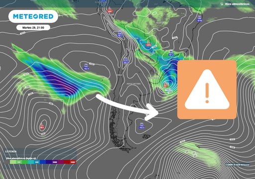 Pron&oacute;stico de Meteored avisa que septiembre se despedir&aacute; de Chile centro-sur con r&iacute;o atmosf&eacute;rico y fuertes lluvias
