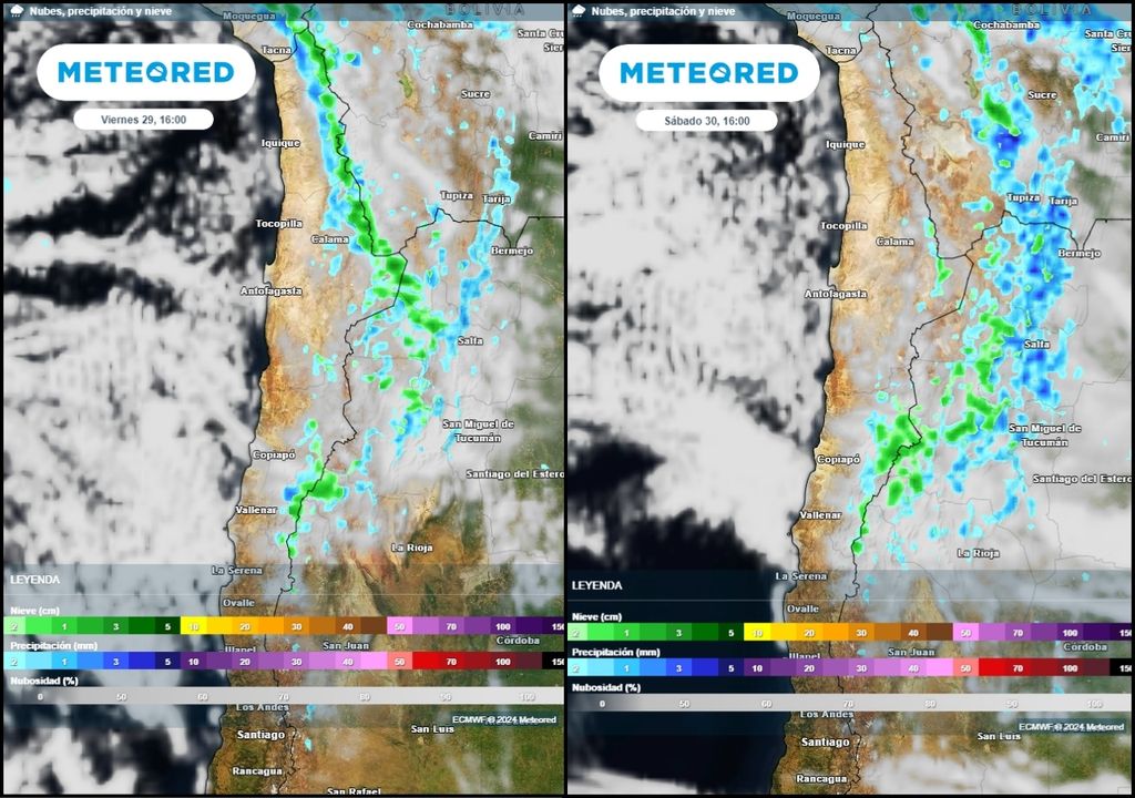 Precipitaciones previstas por el modelo del ECMWF