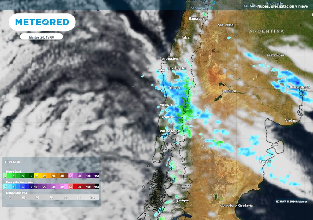 mapa de lluvia y nieve prevista. mapa de lluvia y nieve prevista.
