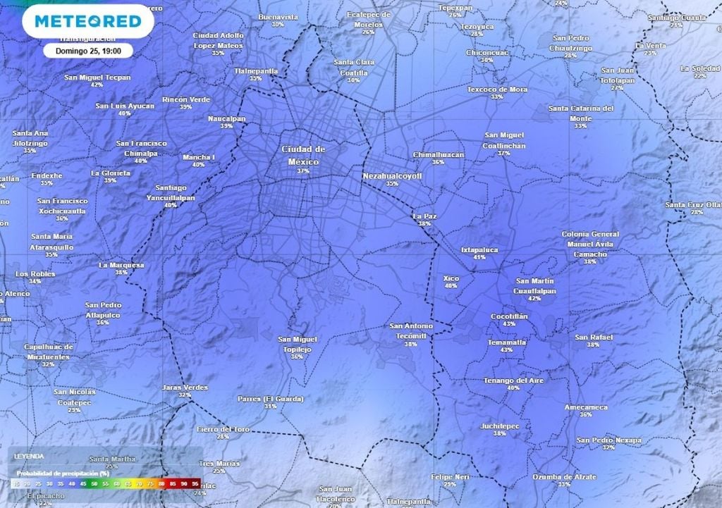 La probabilidad de lluvias por la tarde del domingo alcanza el 50 %, esperando que sean ligeras en la capital. La probabilidad de lluvias por la tarde del domingo alcance el 50 %, esperando que sean ligeras en la capital con fin iniciando la noche.