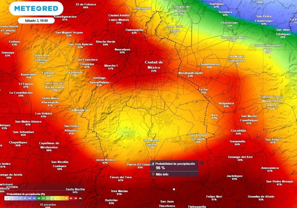La probabilidad de lluvias será muy alta este sábado 3 de octubre en gran parte de la capital esta tarde y noche. No olvides el paraguas.