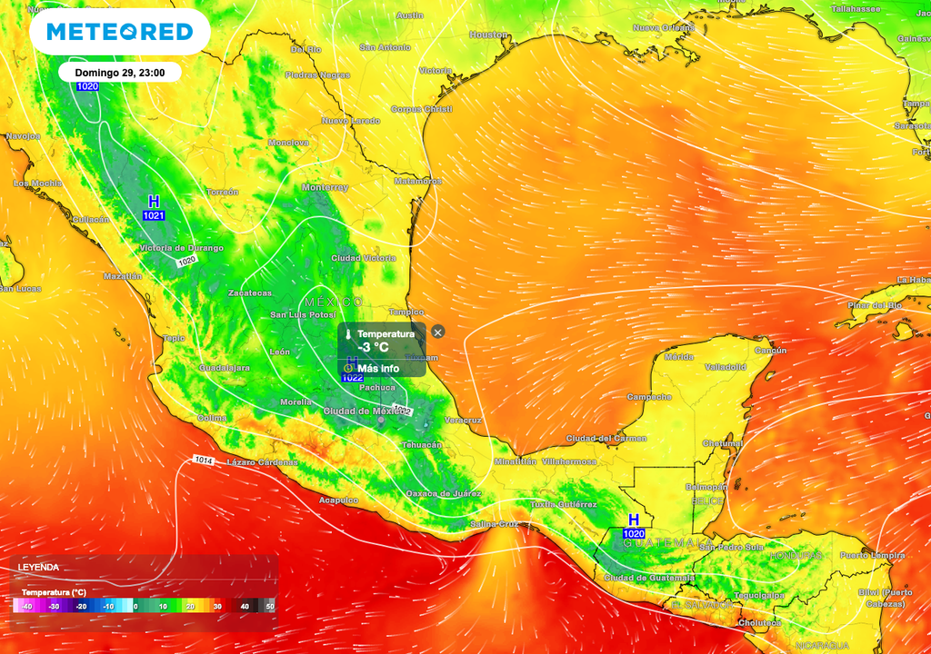 Las temperaturas más frías, como es típico de estas fechas se concentran en regiones de valle y montaña, principalmente por la noche y madrugada.