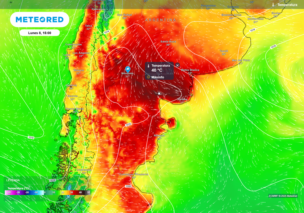 Temperatura Lunes 8 de diciembre 15 h. Temperatura Lunes 8 de diciembre 15 h.