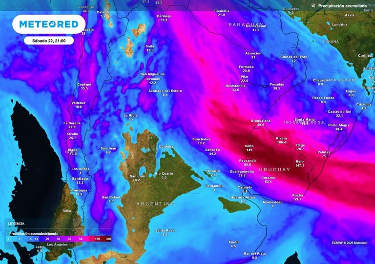 Pron&oacute;stico del tiempo en Argentina: lluvias de m&aacute;s de 100 mm en el Litoral y un nuevo pulso de aire fr&iacute;o con heladas