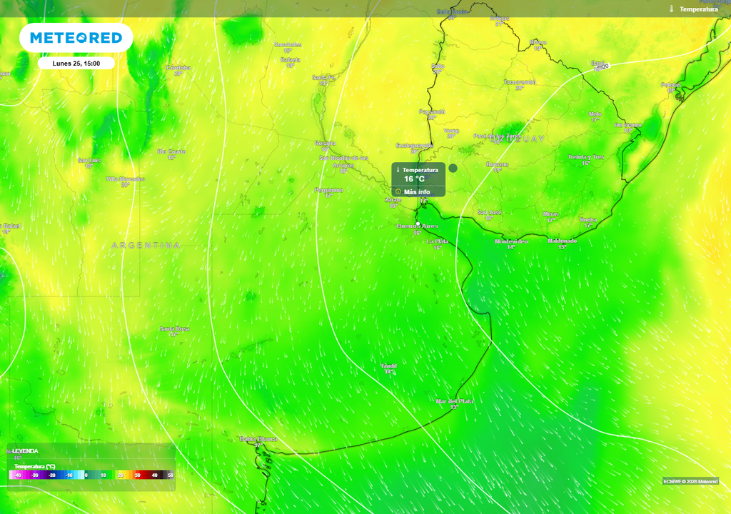 Buenos Aires AMBA pronóstico tiempo frío lluvias mayo Desde el domingo 24 comenzarán a ascender de forma más sosstenida las temperaturas en el AMBA, con viento del cuadrante norte.
