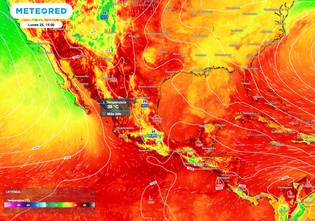 Se preve un tarde calurosa en gran pare de México con valores de hasta 40 °C. Se preve un mediodía y tarde calurosos en gran pare de México, con valores de hasta 40 °C o incluso más altos en zonas localizadas del Occidente.