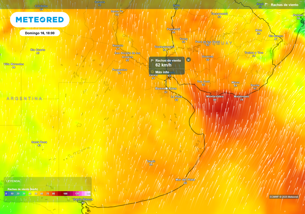 Rafagas de viento Domingo 16 de noviembre 18 h