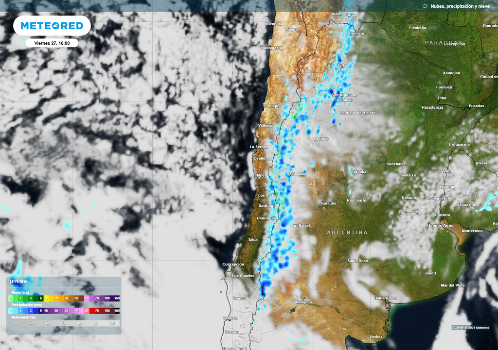 Mapa de lluvia y nieve.