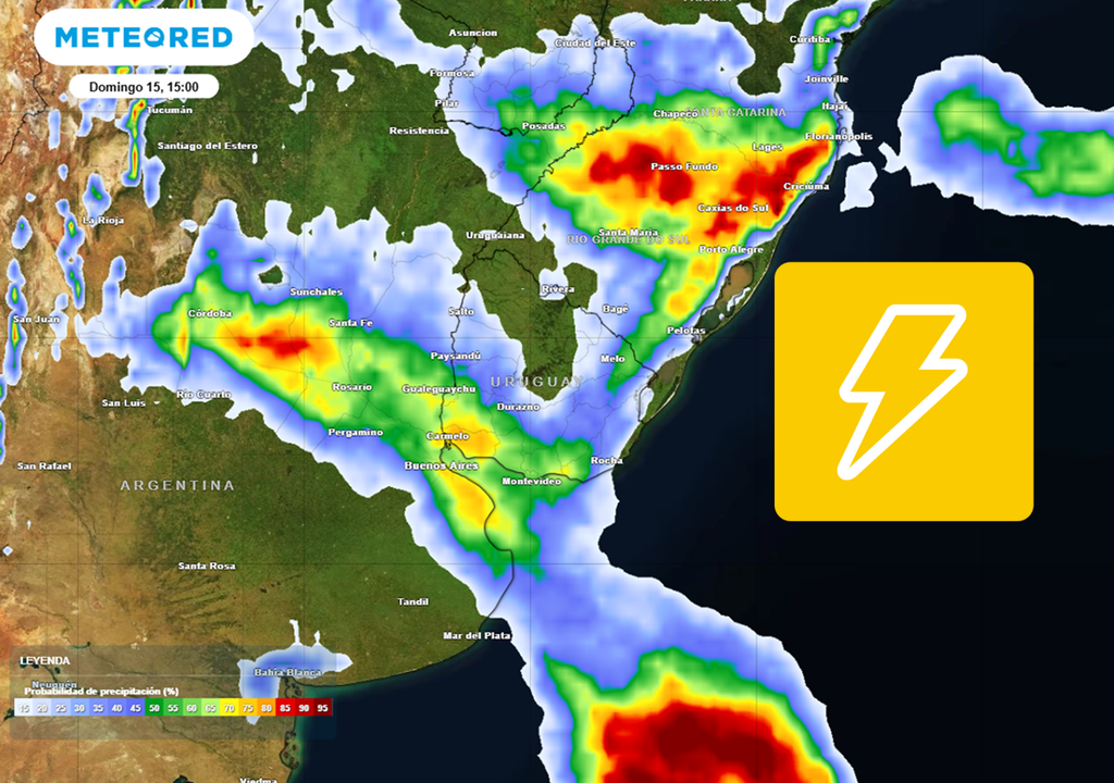 Previa del último show de Bad Bunny en Buenos Aires con tormentas y última fecha del festival Cosquín Rock 2026 con alerta vigente por tormentas. Probabilidad de precipitaciones, modelo: ECMWF