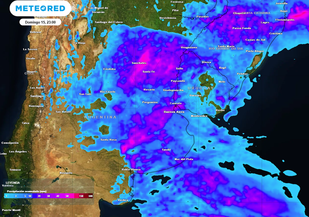 Mantenete informado siempre con las últimas actualizaciones del pronóstico del tiempo que vayan surgiendo en Meteored Argentina. Precipitación acumulada hasta el domingo 23 horas, modelo ECMWF.