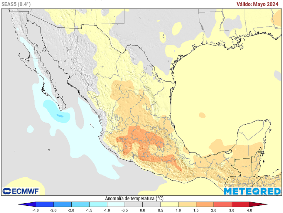 Anomalía de temperaturas en mayo
