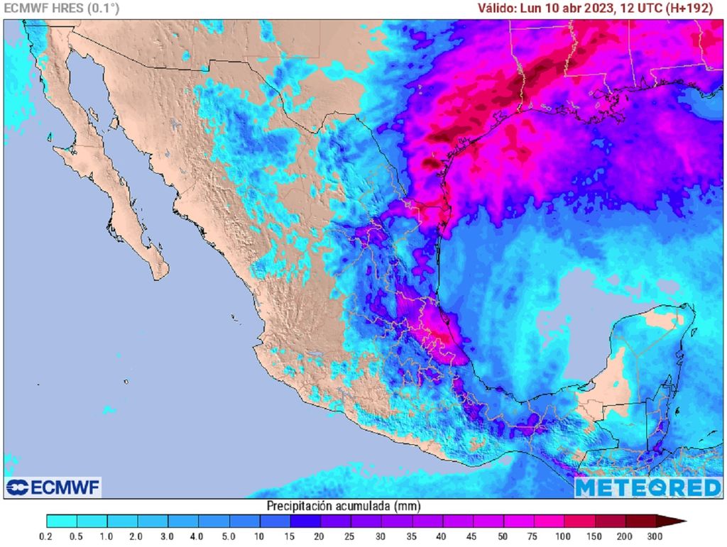 Modelo ECMWF - acumulado de precipitaciones