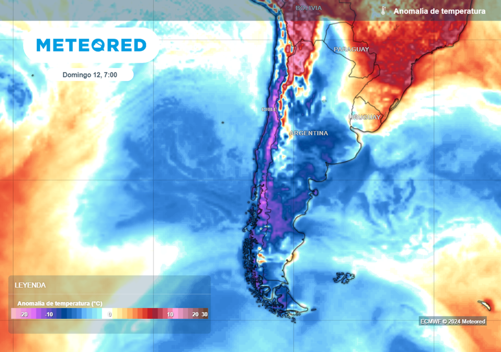 mapa de anomalía de temperatura