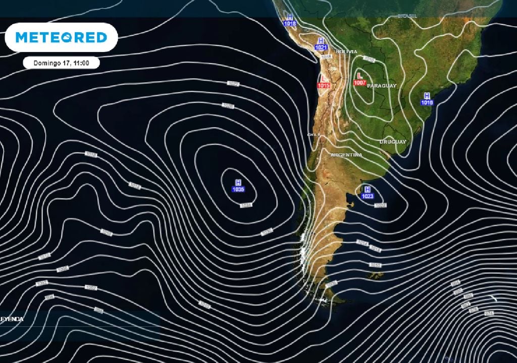 Potente anticiclón sobre las costas chilena.