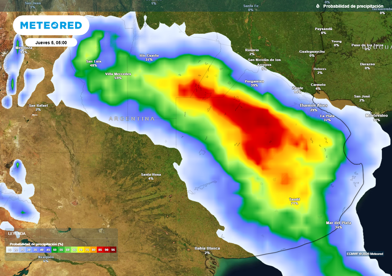 Pron&oacute;stico en la regi&oacute;n central de Argentina: dos frentes fr&iacute;os traer&aacute;n lluvias y un cambio de condiciones esta semana