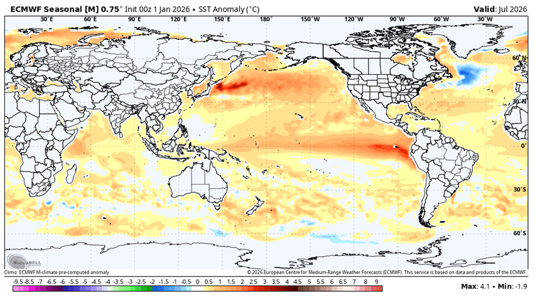 El &uacute;ltimo pron&oacute;stico estacional del ECMWF respalda la idea que se desarrollar&aacute; un El Ni&ntilde;o a gran escala para el verano