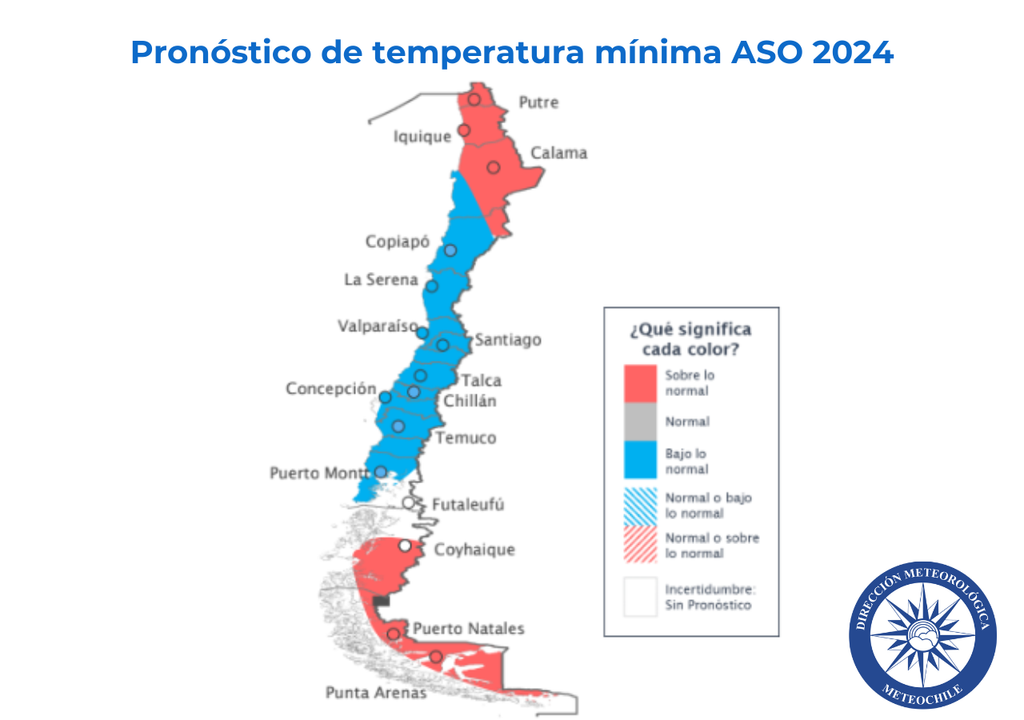 mapa de temperatura mínima. mapa de temperatura mínima.